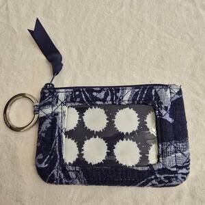 Vera Bradley Zip ID Case Navy Blue Paisley White